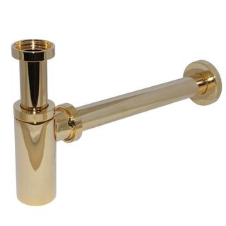 KÖRO Sifon Runddesign 1 1/4"x32 mm m. Wandrohr+Rosette, ms Gold