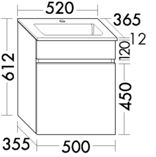 Burgbad MG WT-Unterschrank-Set LIN20 52x61,2x36,5cm, 1 AZ/BL, WT we, Ac/L ma