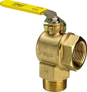 Viega Gaszählerkugelhahn G2110T R/Rp 1, Messing, Eck, mit TAE
