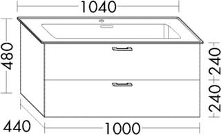 Burgbad Waschtischunterschrank Diago 100x48x44cm, 1 L/1 AZ, Tr. RF Ultram.