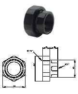 HG-TEC Pumpenverschraubung Stahl roh 1" Anschluss / 1 1/2" ÜWM