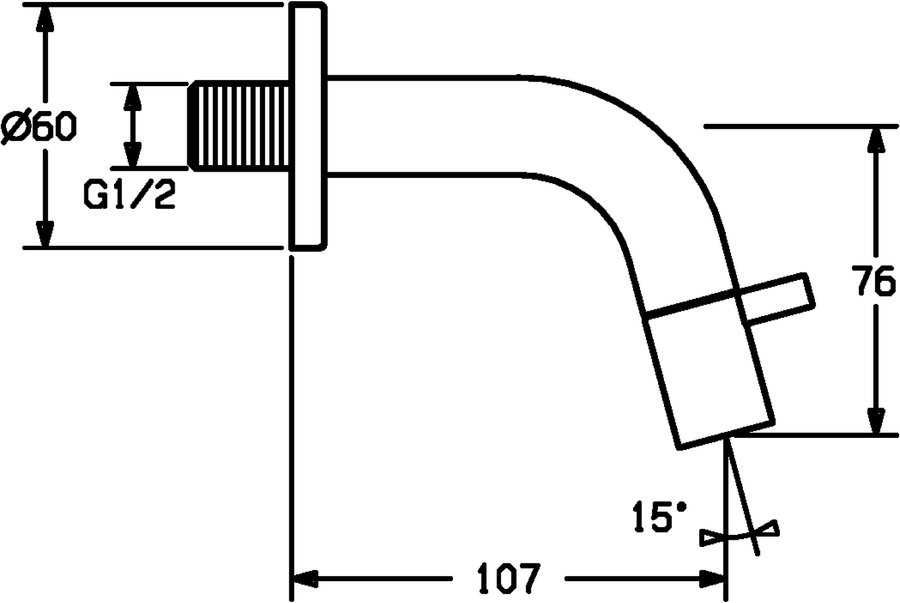 Artikelbild 4 des Artikels „Hansa WT-Wandauslaufv. HANSANOVA Style Ausladung 107mm, chrom Ausladung 107 mm | chrom“
