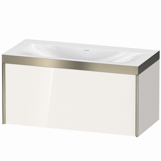 DU WTU XViu/Viu, 1 Ausz, 503x1000x480mm o.HL, champ.m./weiß hgl, Ra. B1 ES Nussb