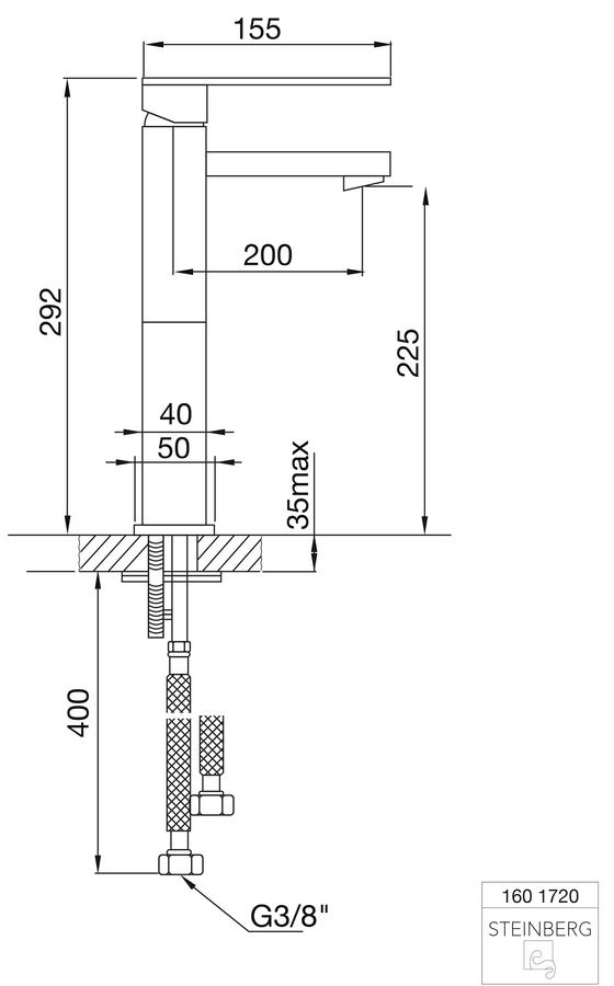 Artikelbild 2 des Artikels „Steinberg WT-Einhebelmischer Serie 160 A 200mm, chr, H 292mm, o. Abl-Garnitur Ausladung 200 mm | chrom“