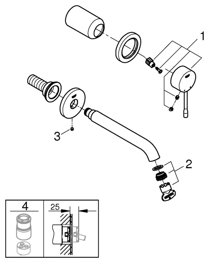 Artikelbild 4 des Artikels „GROHE Fertigmontageset Essence UP-2-L-Waschtischm, Ausl. 18,3cm, chrom chrom“