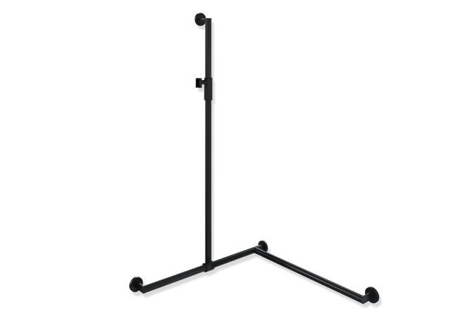 Artikelbild 1 des Artikels „HEWI Duschhandlauf System 900 A1 1250mm, W1/W2 800mm, R, pb sw matt A1 1250mm, W1/W2 800 mm, rechts | pulverbeschichtet schwarz tiefmatt“