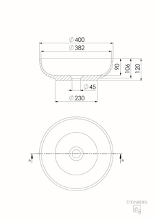 Steinberg Aufsatzwaschtisch Serie 489 d= 400x120mm, maron