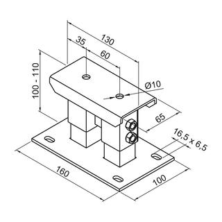 Zehnder Fußkonsole FMORV HD10-3 z Bo-mont, m va Bo.abs. 100 - 110mm, SF
