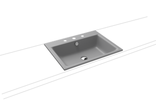 Kaldewei Einbau-Waschtisch PURO 3151 60x46cm, 3 Hahnl., P-E, cool grey30