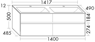 Burgbad DWT US-Set rc40 Solitaire 141,7x51,2x49cm, 2 A, 2 Blen, lack. ma