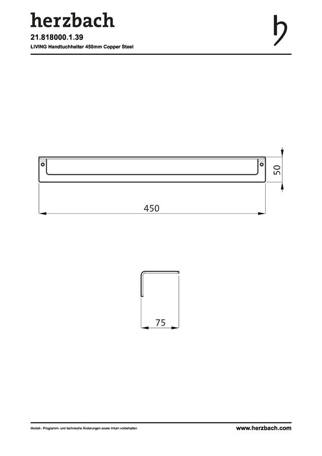 Artikelbild 2 des Artikels „Herzbach Handtuchhalter Living 450 mm, Wandmontage “
