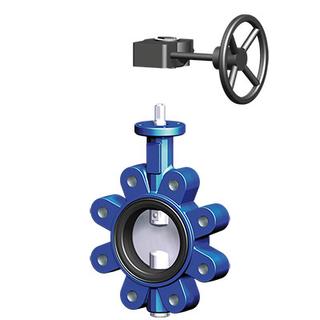 Gewindeflanschabsperrklappe Gesa mit Getriebe, Scheibe Edelstahl, EPDM-Dichtung