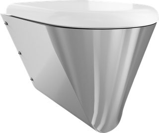 AR T-WC, CAMPUS, Edelstahl, wandhängend, 360x409x500 mm, weißer Sitz