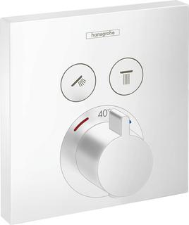 hansgrohe Fertigmontageset ShowerSelect UP-Thermostat, 2 Verbraucher, mattweiß