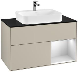 V&B WT-Unterschrank Wandbel. Finion 100, Pl b m, Reg re wh. m Lac, sa m Lac