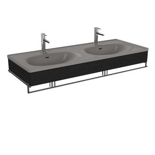 VitrA Bad Doppelmöbelwaschtisch-Set Equal 132,5 x 52 cm, Möbelwaschtisch, steingrau matt, Handtuchhalter