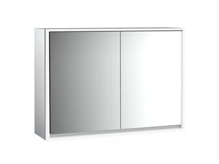 EMCO Aufputz-Lichtspiegelschrank Loft 1000x733mm, LED, 2-trg., aluminium/weiss
