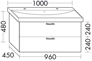 Burgbad Waschtischunterschrank Diago 96x48x44cm, sa Ultram., 1 Lade/1 Auszug