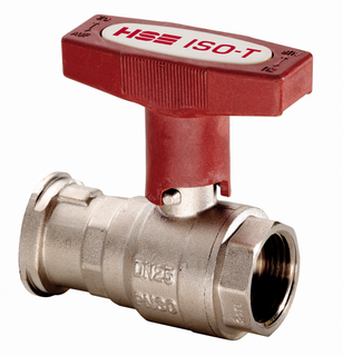 HS Iso-T-Pumpen-Kugelhahn UNIVERS 1478 1", vl. T-Gr. rt, voll Isol., ma verchr.