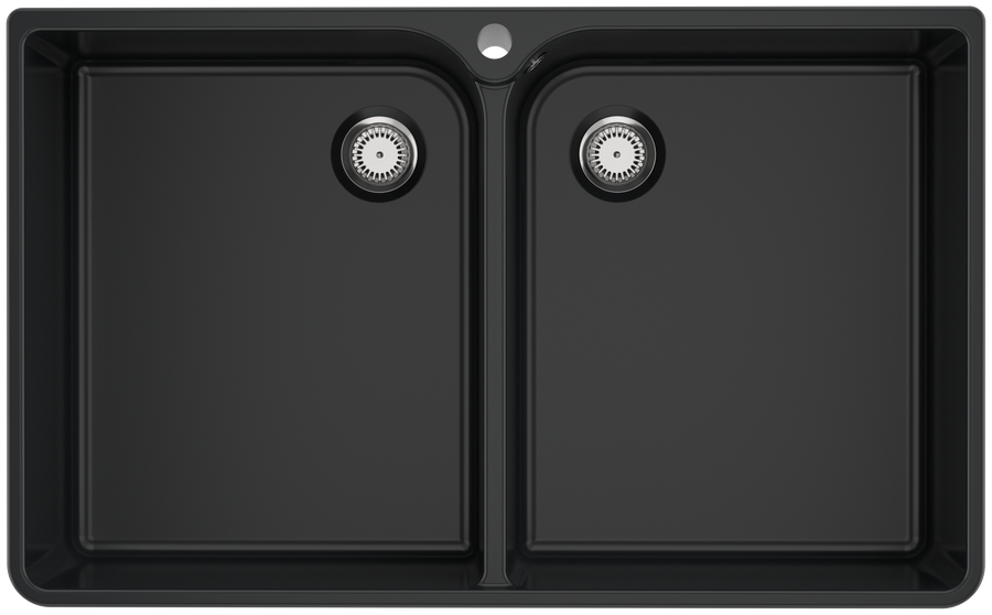 Artikelbild 1 des Artikels „V&B Spülstein Doppelbecken 90 X Abl.garn m Hand., m Hand., pure black mit Ablaufgarnitur, Handbetätigung | pure black“