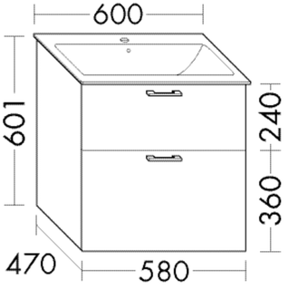 FORMAT Design WT-Unterschrank WWCR 580x601x470mm, E Dek. Ro, 1 Lade/1 Ausz.