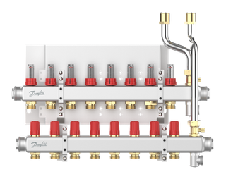 Danfoss Verteilersystem SG-VX-F mit 9 Heizkreisen, Edelstahl