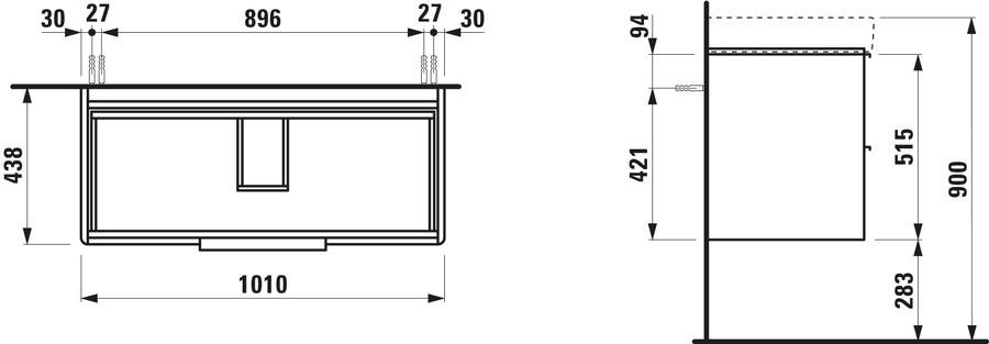 Artikelbild 2 des Artikels „Laufen WT-Unterbau BASE für PRO S 101x44x53cm, 2 Schubladen, Ulme hell Ulme hell“