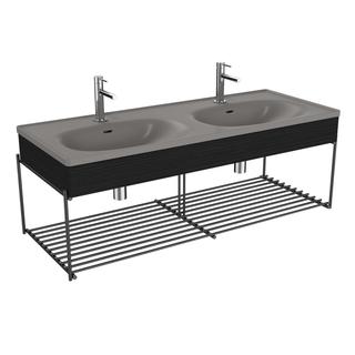 VitrA Bad Doppelmöbelwaschtisch-Set Equal 132,5 x 52 cm, mit Möbelwaschtisch, steingrau matt