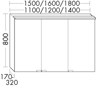 Burgbad LED-SPS rc40 Solitaire 150x80x17cm, lac g, 3 T, m horiz LED