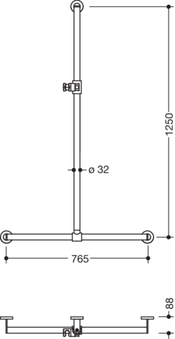 Artikelbild 3 des Artikels „HEWI Duschhandlauf System 900 1250x765mm, ES vc, PA hochgl. anthr 1250 x 765 mm | Edelstahl verchromt, Polyamid hochglänzend anthrazitgrau“