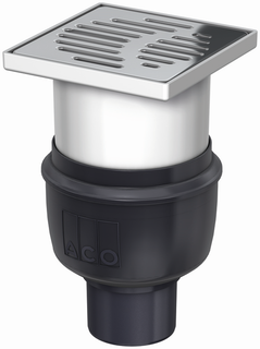 ACO Bodenablauf Komplett DN 70, 90G, senkr, Halterand, Kunststoff