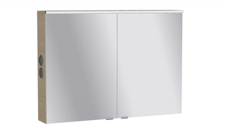 AQ400 LED-Spiegelschrank Mod L 2 Türen m Kranzb. 700x1004x160mm, K: Oxid Hellgr