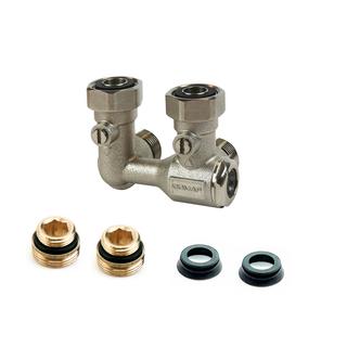 Flamco Zweirohr-Hahnblock AutoSar Durchgang, 1/2" IG oder 3/4" AG