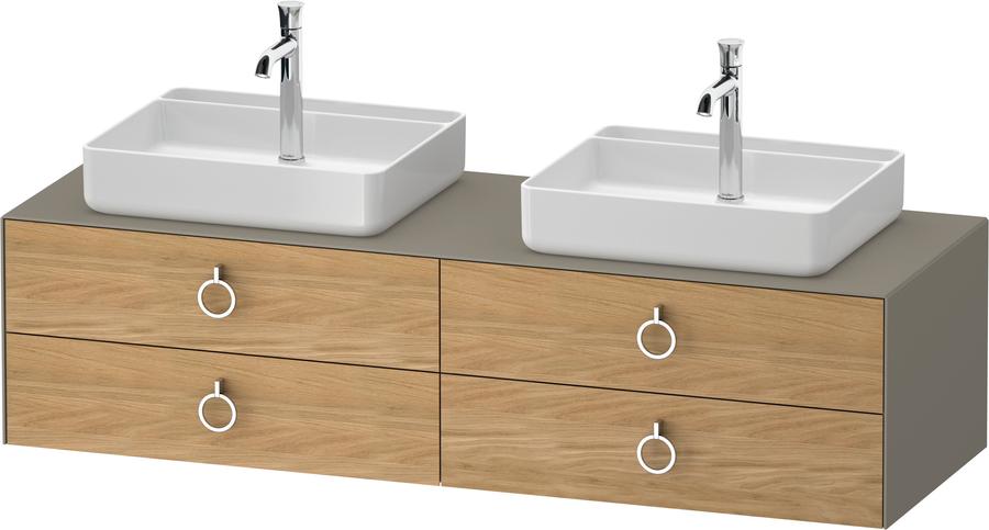 Artikelbild 1 des Artikels „Duravit WT-Unterschrank White Tulip 160x55cm, E Nat StG m, N R/m Beleuchtung Eiche natur massiv/steingrau seidenmatt | Nussbaum rechts/mit Innenbeleuchtung“