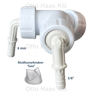 HAAS Kondensatanschlusstülle 10 mm & 8 mm mit Rückflussverhinderer für Spülens.