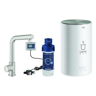GROHE Spültisch-Standventil Red Mono L-Ausl., mit Boiler Größe M, supersteel