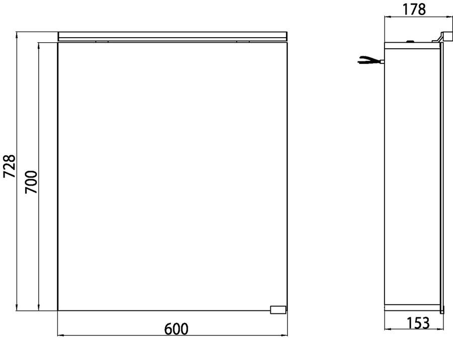 Artikelbild 11 des Artikels „EMCO AP-Lichtspiegelschrank flat 2 Style 600x728mm, Alu, 1 T, Anschl rechts/links 600 x 728 mm“