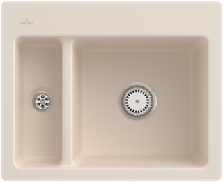 V&B bündige Spüle Subway 60 XM Flat m Ablaufgarnitur, Handbetätigung, ivory