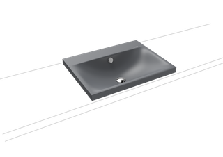 Kaldewei Aufsatz-Waschtisch SILENIO 3040 60x46cm, 1 Hahnl., sw, P-E, cool grey70