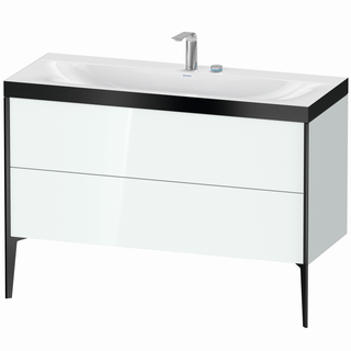 DU WTU XViu/Viu, 2 Ausz, 610x1200x480mm 2 HL, schw. m/ weiß hgl, Ra. B2 ES Nussb