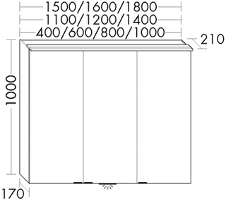 Burgbad LED-SPS rc40 Solitaire 40x100x17cm, lac g, 1 T, m horiz LED