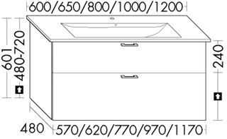 Burgbad Waschtischunterschrank sys30 60x60,1x48cm, Echo, 1 Schublade/Auszug