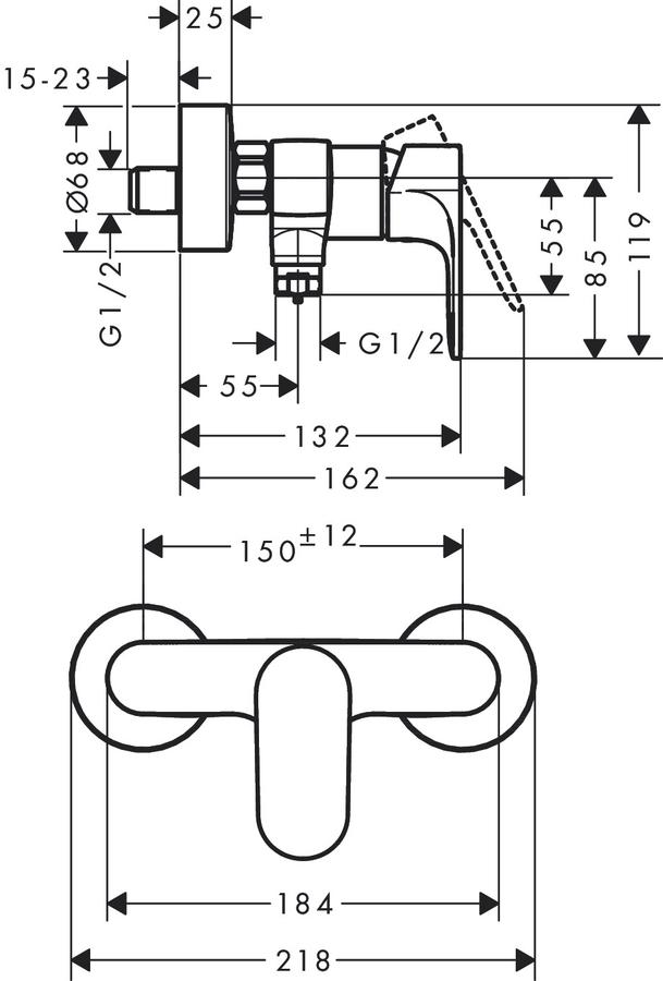 Artikelbild 8 des Artikels „hansgrohe Brause-EHM Rebris S AP, 1 Verbraucher, chrom chrom“