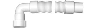 ASW Abgangsbogen 1 1/2"x40/50mm, PP weiß, flexibel