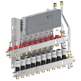 Danfoss Edelstahlverteiler SGCi m 10 Heizkreisen und Icon2 mit 230 V TWA