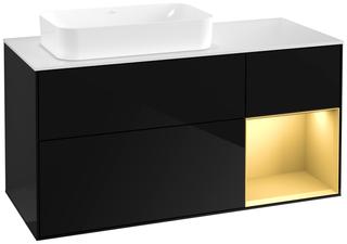 V&B Waschtisch-Unterschrank Finion 120x60 cm, Reg re gol m, glo bla Lacquer