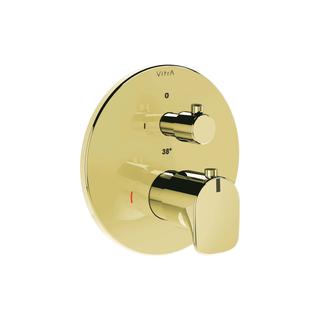 VitrA Fertigmontageset V-Box Root Round UP-Brausethermostat, Gold Soft