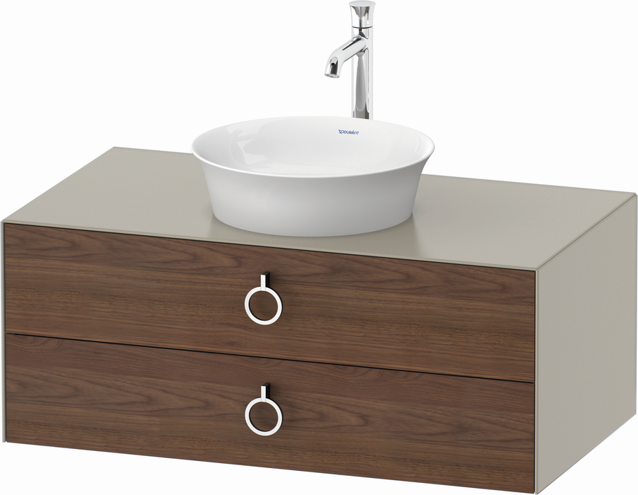Artikelbild 2 des Artikels „Duravit WT-Unterschrank White Tulip 100x55cm, US N m/tau m, 2 La m G, 1 Pl 100 x 55 cm | amerikanischer Nussbaum massiv/taupe seidenmatt“