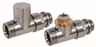 Flamco Des.-THM-Ventil-Set D 3805 G 3/4 AG EKxG 1/2 AG, DG-Form, verchromt