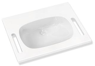 HEWI Mineralguss-Waschtisch M40 65x55cm, we, ohne Hahnloch und Überlauf